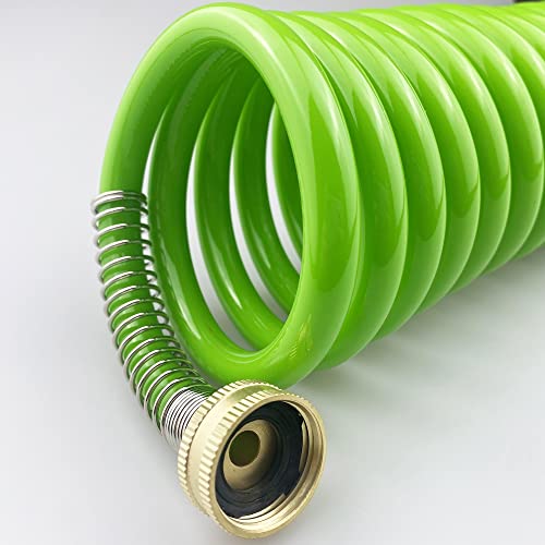 Darnassus Garden Hose,50 Feet Green PU Curly Water Hose with Brass Connectors,Watering Hose Coil,Retractable,Corrosion Resistant Garden Coil Hose by Darnassus - Used condition - Image 4
