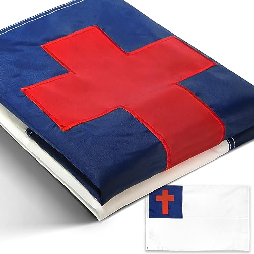 Drapeau chrétien Anley résistant nylon brodé extérieur 3x5 ft - 2