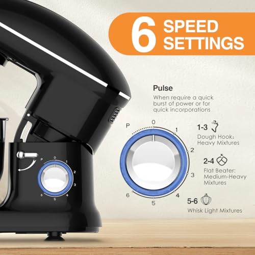 Küchenmaschine Küchenmaschine mit 5,5-Liter-Edelstahlschüssel, 1500 Watt Leistung, leise Mehrzweckvariante inklusive Metallschüssel und Metallschneebesen