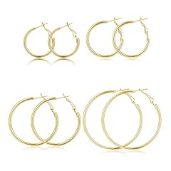 4 Pairs Gold 25mm30mm40mm50mm