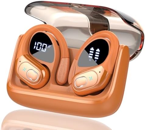 Aptkdoe Wireless Earbuds 75hrs Bluetooth 5.4 Headphone Sport, 2026 Bluetooth Earbuds, Cosmic Orange image 2