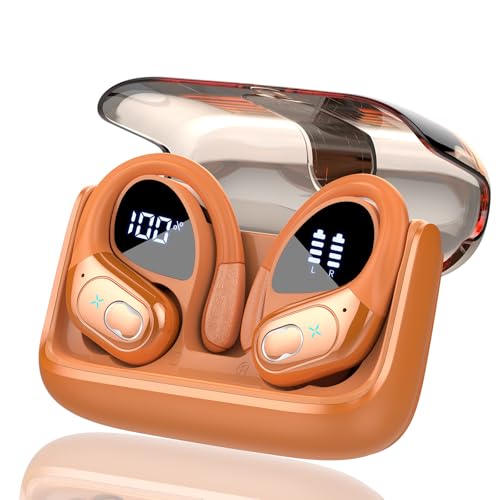 Aptkdoe Wireless Earbuds 75hrs Bluetooth 5.4 Headphone Sport, 2026 Bluetooth Earbuds, Cosmic Orange
