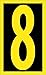 National Marker Corp. RN258 Number, 8, 2.5 Reflective Yellow Black, PS Vinyl
