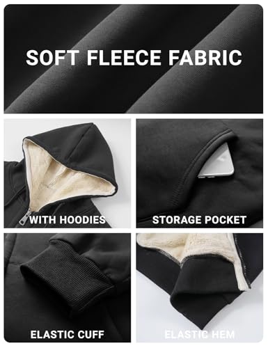 PEHMEA Men's Warm Thicken Fleece Hoodie Sherpa Lined Full-Zip Sweatshirt Jacket4