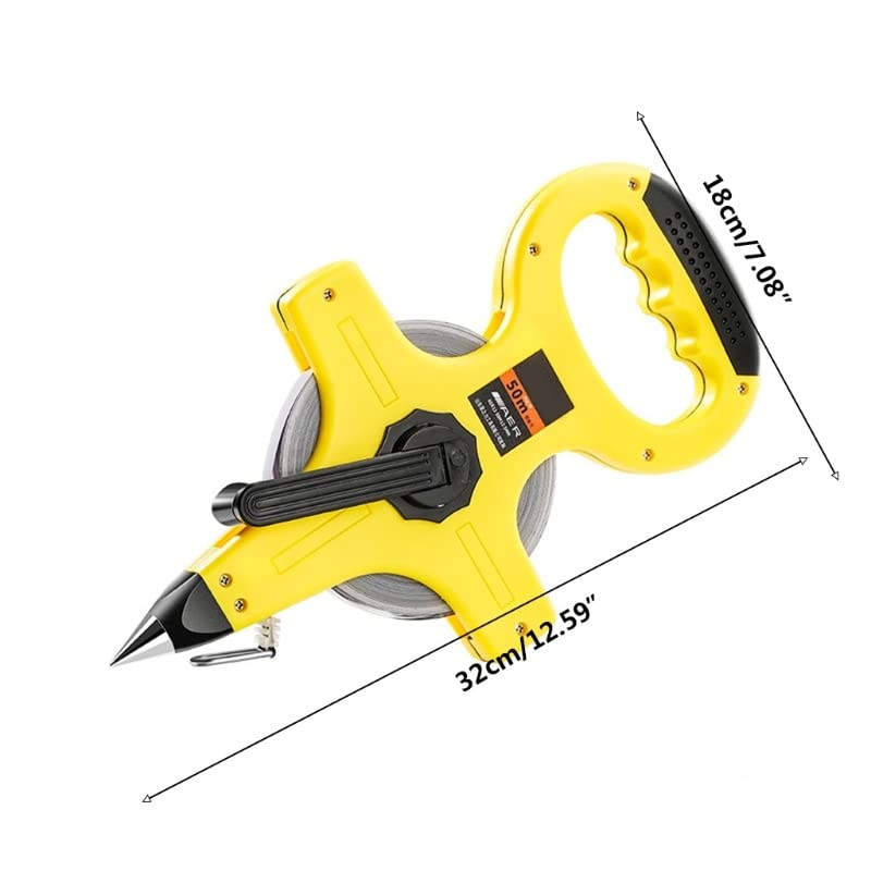 Cinta métrica， Cinta métrica Larga 30M 50M Cinta métrica de plástico de Carrete Abierto portátil Cinta métrica de ingeniería for Herramienta de medición de Pista e ingeniería(50M)