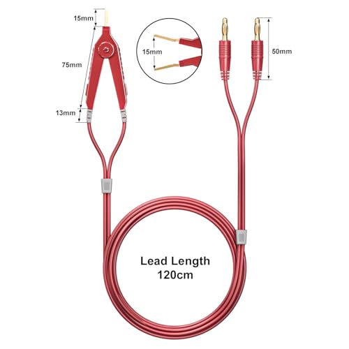 Cleqee LCR Meter Messleitungen Terminal Kelvin Clips Kabel Drähte zu 4mm Bananenstecker vergoldet 1,2m/3,94ft für DMM