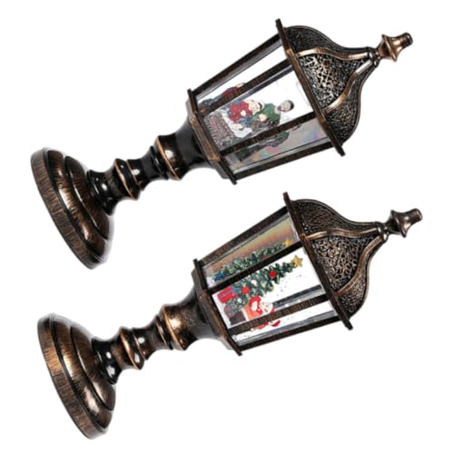 Alipis 2pcs Christmas Resin Lanterns with Music Playback and USB