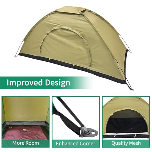 Sutekus Single Tent Camouflage Patterns Camping Tent Backpacking Tent for Camping Hiking 【Outdoor Equipment】 (Single - Khaki)