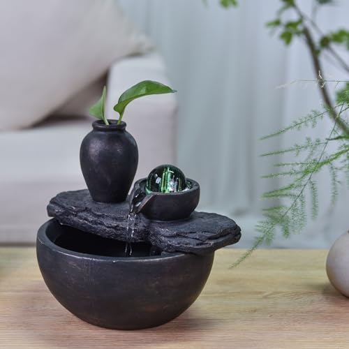 Miniatura 11 de Fuente De Mesa Con Florero Soli Flor Planten Fuente De Mesa, Luz Led Colorida, Decoración De Hogar Auténtica, Idea De Regalo Para Mujer Y Hombre, 19 X 21 X 17 Cm Sílice Zen Light