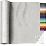 16 x 59 inches Self Adhesive Faux Suede Repair Patch, Light Grey Suede Fabric Patches, Suede Repair Tape, Suede Wrap with Adhesive Backing for Car Interior, Line Drawers, Jewelry Boxes (Light Grey)