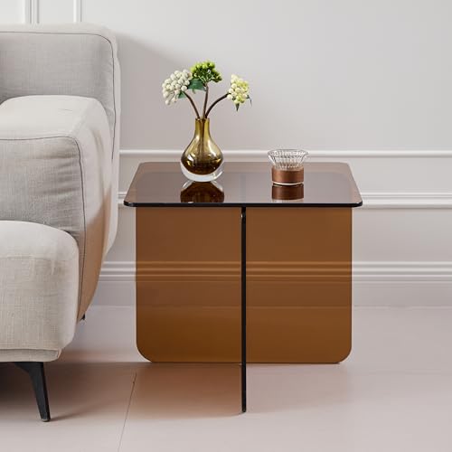 Mesa de sofá transparente y cristal marrón para cafés en el balcón 7