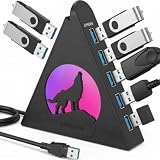 JoyReken 7-Port USB 3.0 Hub, Vertical USB Hub Splitter with RGB Lighting,5Gbps High-Speed Data Transfer and 2FT Extension Cable, Compatible with PC, MacBook, Laptop, PS5, Xbox, Flash Drive, Printer