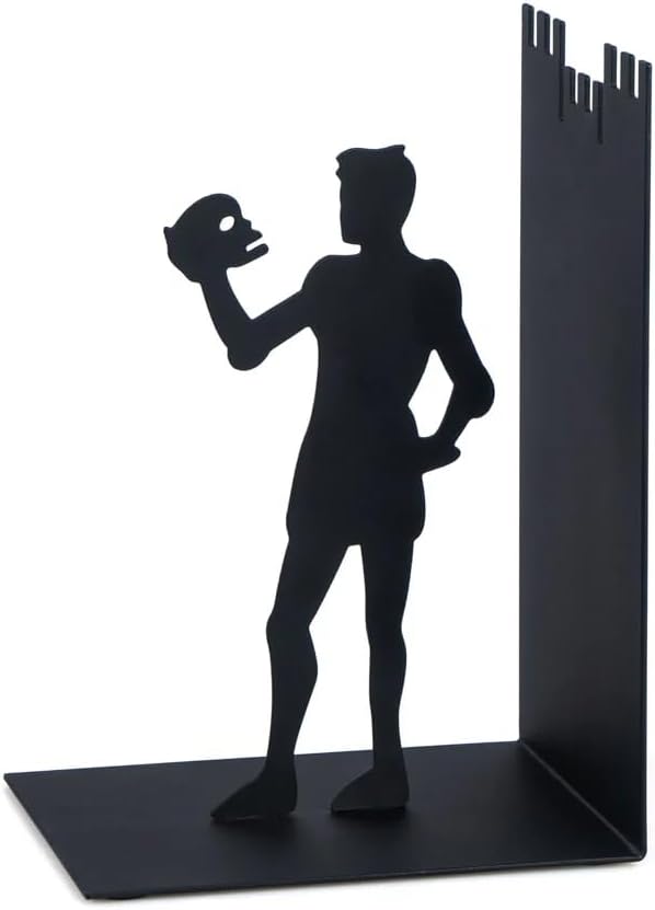 Balvi Hamlet Decorative Metal Bookend – Black Finish, Original Design, Ideal for Home and Office Décor, Sturdy and Stylish Book Holder, for Literature Lovers – Sujetalibros Hamlet