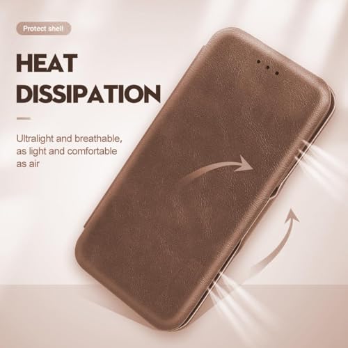 Image of Premium Vegan Leather Phone Cover with Card Slot - Slim, Durable, Privacy Protection, Kickstand Function, Elegant Flip Wallet Cases Compatible for Oppo F29 Pro 5G (Brown)