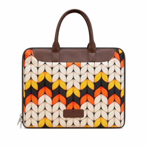 Image of Tabelito Designer Printed Laptop Sleeve for Women (13-15.6 Inch) | Jute & Vegan Leather Office Handbag | Lightweight Stylish Work Bag with Handle
