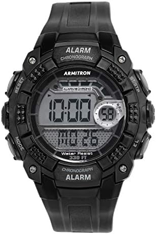 Armitron Sport Men's 49mm Digital Chronograph Black Strap Watch