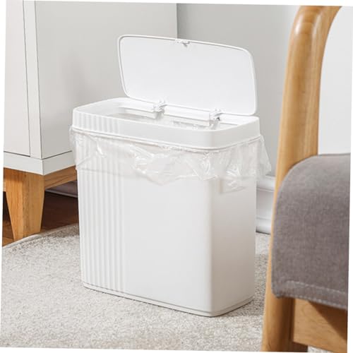 Caneca de basura rectangular blanca para baño miniatura 3