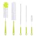 Qisan 5Pcs Set di spazzole per la pulizia delle bottiglie Spazzole multiuso Spazzola per bottiglie lunga Detergente per bottiglie d'acqua-Verde