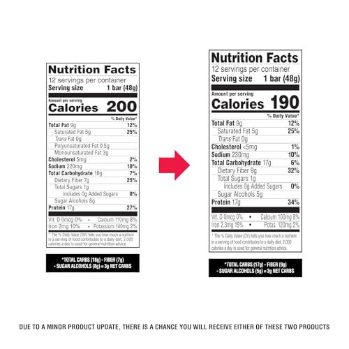 Image of Atkins Chocolate Chip Granola Protein Bar, High Fiber, Low Sugar, 17g Protein, 3g Net Carb, High Protein Bars, Keto Friendly, 12 Count (Pack of 12)