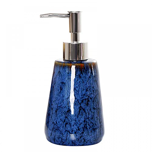 Jessie Ceramic Hand Soap Dispenser – 11 oz Refillable Pump (Blue)