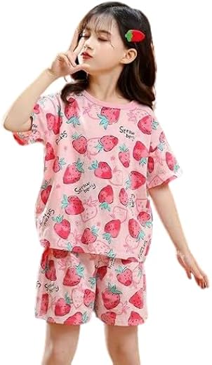 RKEVENT FASHION HUB Girls Sets Children's Pajamas Girls PyjamasTeens Pajamas Teenager Sleepwear Strawberry Printed Nylon H...