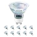 DEWENWILS 10-Pack GU10 LED Bulbs, 2700K Warm White 50W Halogen Replacement, Dimmable LED Light Bulb with Glass Cover for Kitchen Range Hood, Living Room, Recessed Light 500LM, 35°Beam Angle, UL Listed