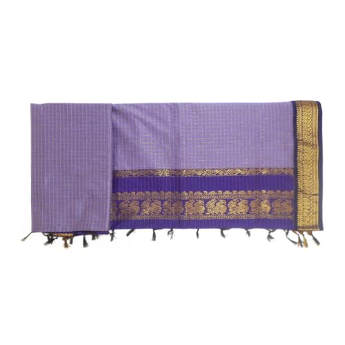 Image of Pure Kalyani Cotton Saree | Zari Border & Blouse Piece - Lata Gadwal Design | Traditional Saree