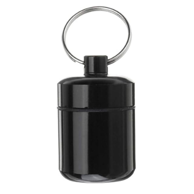 Portable Aluminium Alloy Pill Organizer Earplugs Storage Case Waterproof Small Storage Container Black