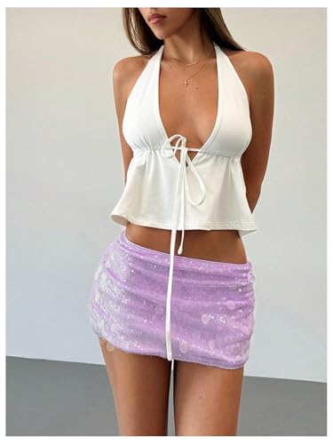 Image of Floerns Women's Sequin Low Waist Mini Skorts Night Out Skirt Shorts