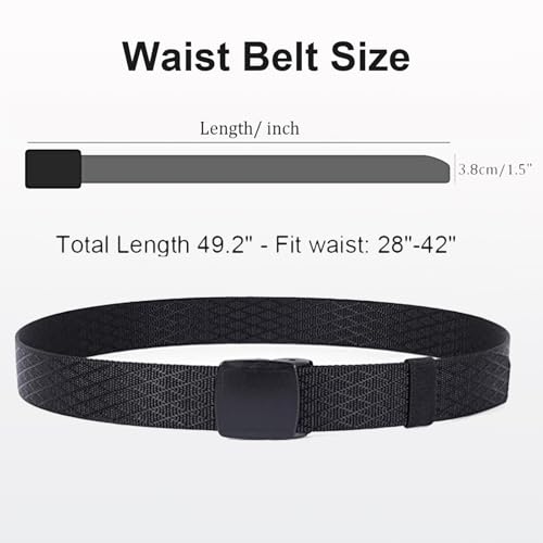 Image of WYuZe Men's Military Tactical Web Belt, Casual Nylon Webbing with No Metal Buckle