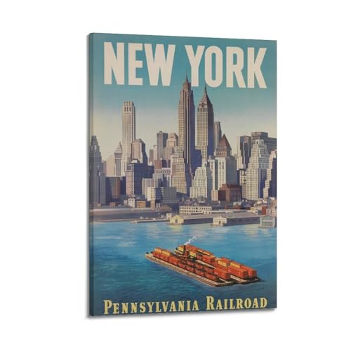 Poster New York sur toile haut de gamme - Tableau décoratif encadré de 40 x 60 cm