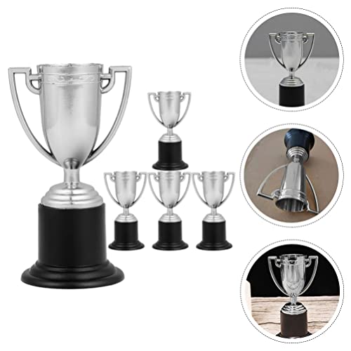 Tofficu 5 peças de mini troféu de prata para troféus de plástico, copos troféus de competições, prêm