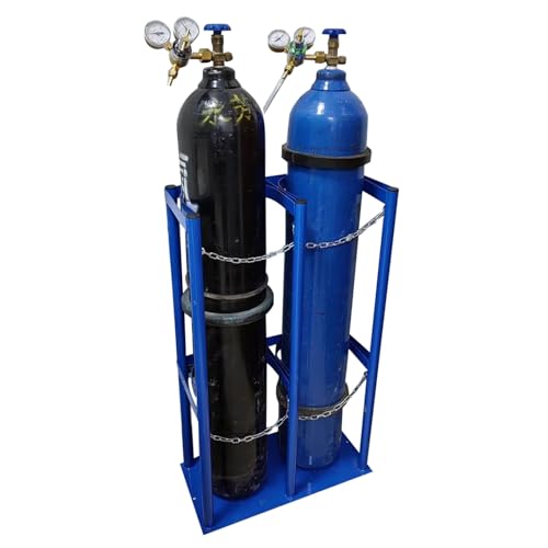 GLJTUO Heavy-Duty Wall/Floor Mounted Gas Cylinder Holder, Portable Oxygen Tank Rack for Workshop & Motorhome, Sturdy 24cm/9.4in Cylinder Bracket Stand, Space-Saving Design,5-# 24cm