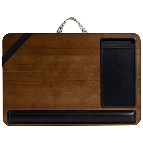 Rossie Home Premium Acacia Wood Lap Desk With Wrist Rest, Mouse Pad, And Phone Holder - Fits Up To 15.6 Inch Laptops - Java - Style No. 91712 #TOP6