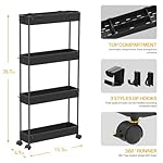 SPACELEAD Slim Storage Cart 4 Tier,Bathroom Organizer Rolling Utility,Mobile Shelving Unit Slide Out for Office, Kitchen, Laundry Room & Narrow Places,Black - Image 4