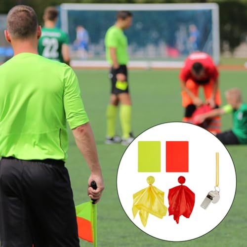 GOMAKERER 14 Pcs Soccer Referee Kit, Including 4 Pcs Stainless Steel Sports Whistles 2 Pcs Satin Penalty Flags 8 Pcs Plastic Blank Penalty Cards Plastic Blank Penalty Cards - Thumbnail 7