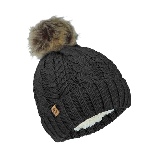 Timberland Women’s Cable Knit Faux Fur Pom...