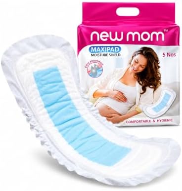 Newmom Maternity Pads & Maxi Pads for Postpartum & Post Delivery, Extra Large Size, Pack of 5 Units | Ideal for Heavy Flow & Heavy Bleeding | Super Absorbent, Leak Proof, Soft & Comfortable