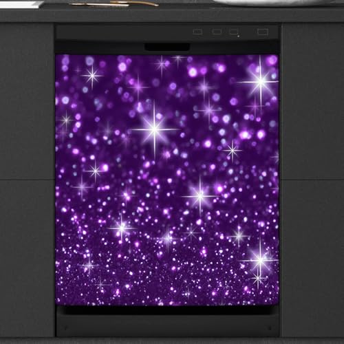 Décoration magnétique lave-vaisselle violet pailleté étoiles 58x66cm