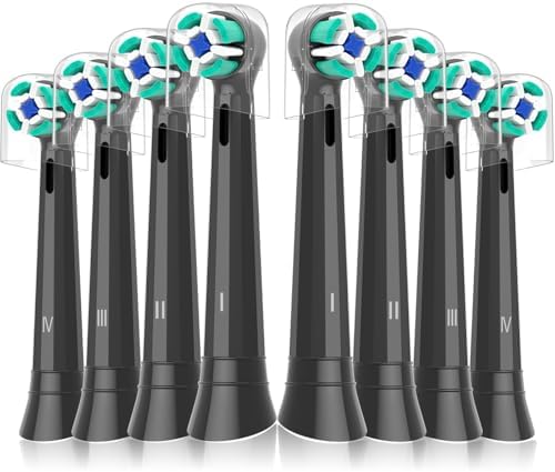 8er IO Sanfte Reinigung Aufsteckbürsten Kompatibel mit Oral B iO Elektrischen Zahnbürstea, Sensitiv IO Zahnbürste Aufsätze Geeignet für Oral B iO 2/3/4/5/6/7/8/9/10(Schwarz)
