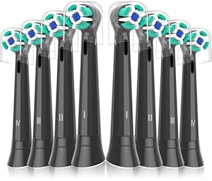 Brush Heads Compatible with Oral B iO 2 3 4 5 6 7 8 9 10 Series Electric Toothbrushes, Soft Toothbrush Head Fits for iO Ultimate Radiant Gentle Series, 8PCS Black