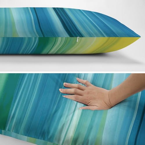 Housse de coussin rectangulaire 50x137 cm bleue et verte pour lit - 8