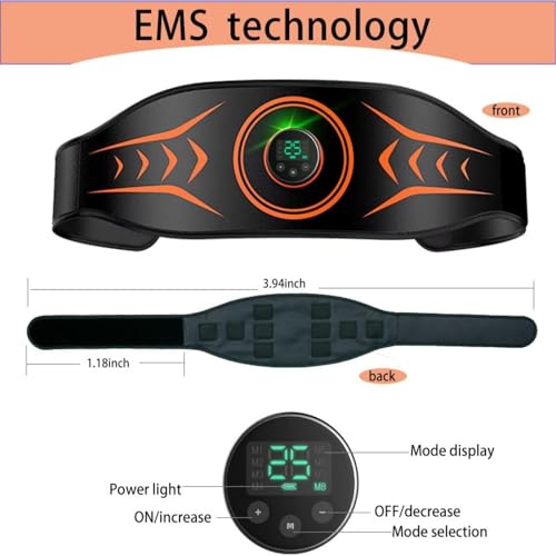 دي ام جي تيك محفز عضلات ايه بي اس اي معدات تمرين حزام شد البطن تدريب ABS للبطن والذراع والساق للرجال والنساء أسود