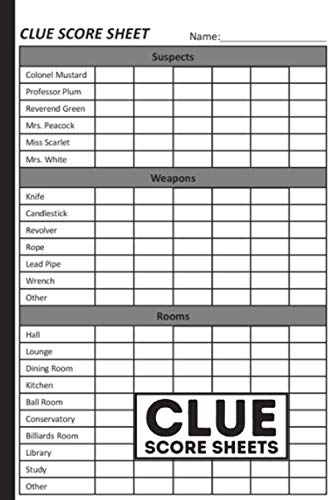Clue Score Sheets: 120 Clue Game Sheets