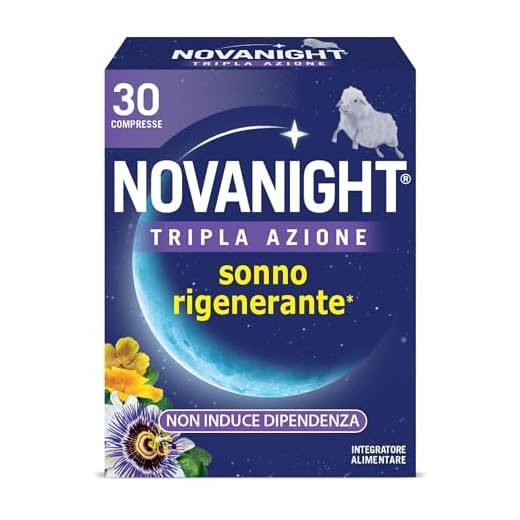 NOVANIGHT Tripla Azione Sonno Rigenerante, Integratore Alimentare con Melissa e Melatonina per Dormire, Senza Glutine, 30 Compresse, Non Induce Dipendenza