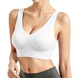 Generisch Damen Sport-BH ohne Bügel, Nahtloser Komfort BH, V-Ausschnitt Yoga Top, Elastischer Atmungsaktiver Bustier für Fitness Alltag
