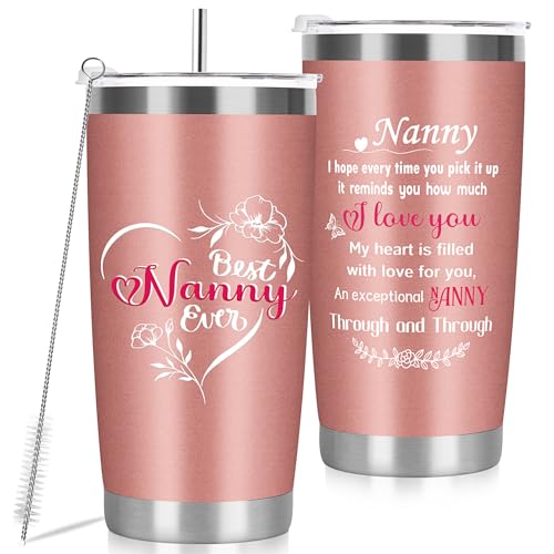 MestectPET Nanny Birthday Insulated Wine Tumbler Gift - Mothers Day, Christmas Gifts for Nana, Nanna - Insulated Coffee Cup 600ml