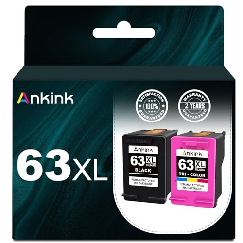 Ankink-4x-Capacity-63XL-Ink-Cartridges-Black-and-Color-Combo-Pack-Replacement-for-HP-Ink-63-XL-Officejet-3830-4650-4652-4655-5200-5252-5255-5258-Envy-4520-4512-Deskjet-1112-2132-3630-3632-Printer-HP63 | A2Z Shop