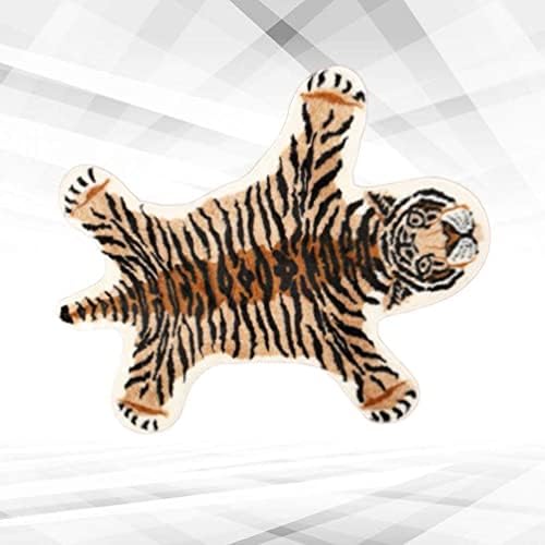 SUPVOX Tiger Print Rug Faux Fur Area Rug Carpet Shag Rug Foot Pad Antiskid Mat Plush Carpet for Living Room Bedroom Floor 80x105cm