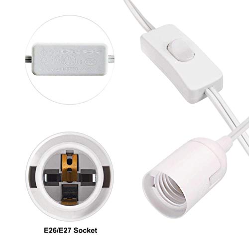 Simple Deluxe Hilampcordl 15Ft Extension Hanging Lantern Pendant Light Lamp Cord Cable E26/E27 Socket (No Bulb Included) On/Off Switch, 1 Pack, White #TOP2